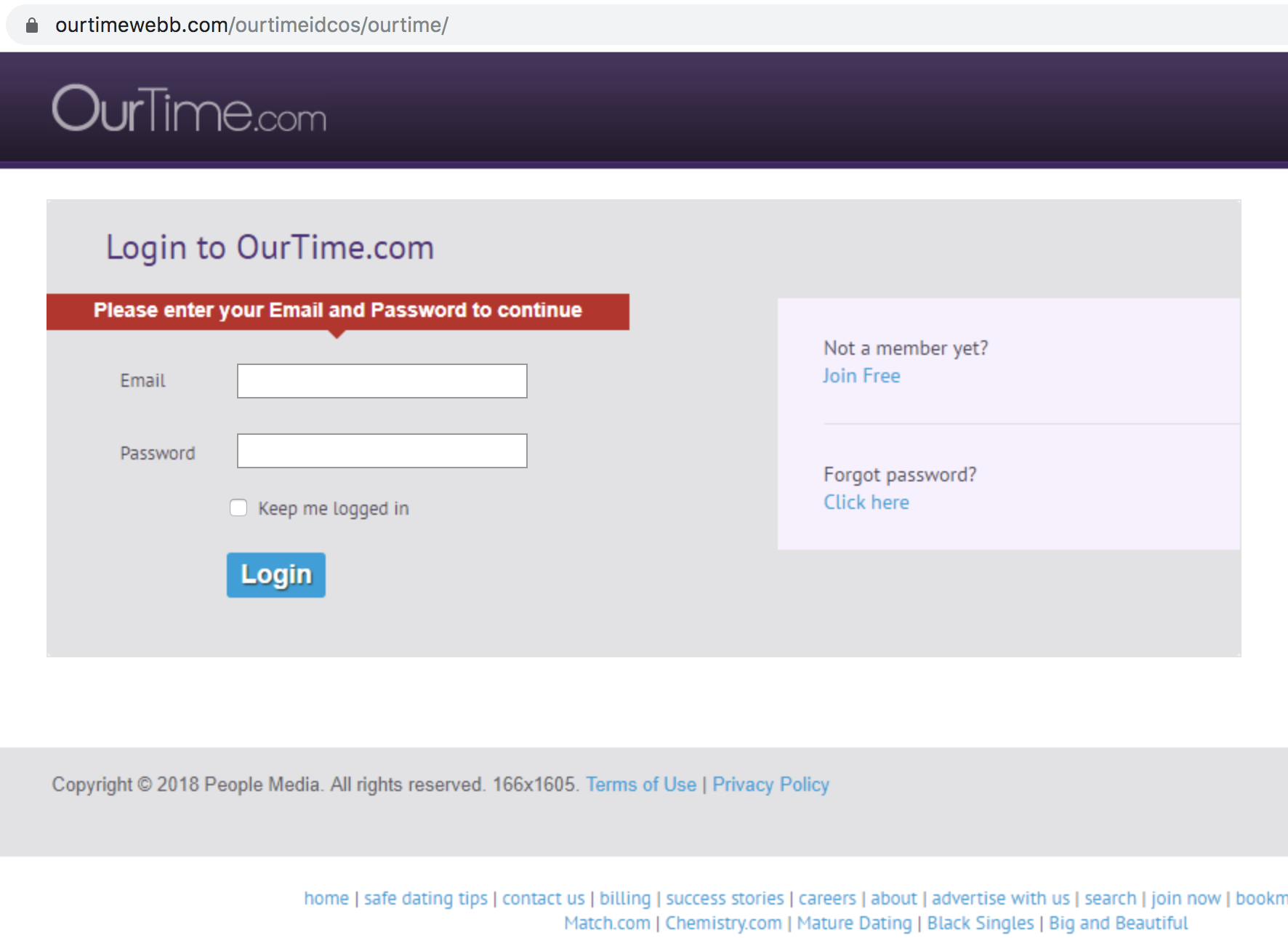 ourtime.com email subscription.