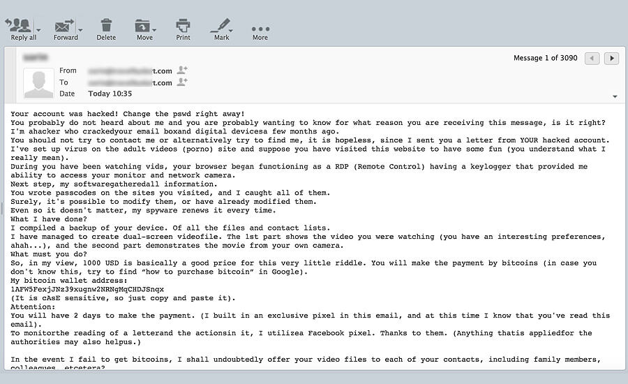 Received An Email From Your Own Address Scam Detector