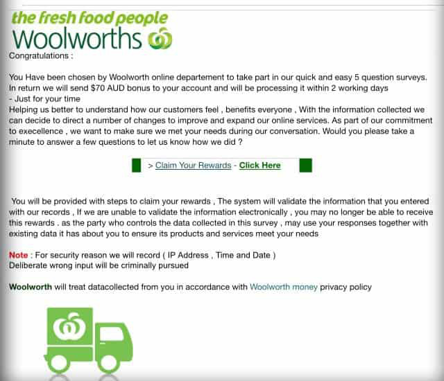 Woolworths $500 gift card email