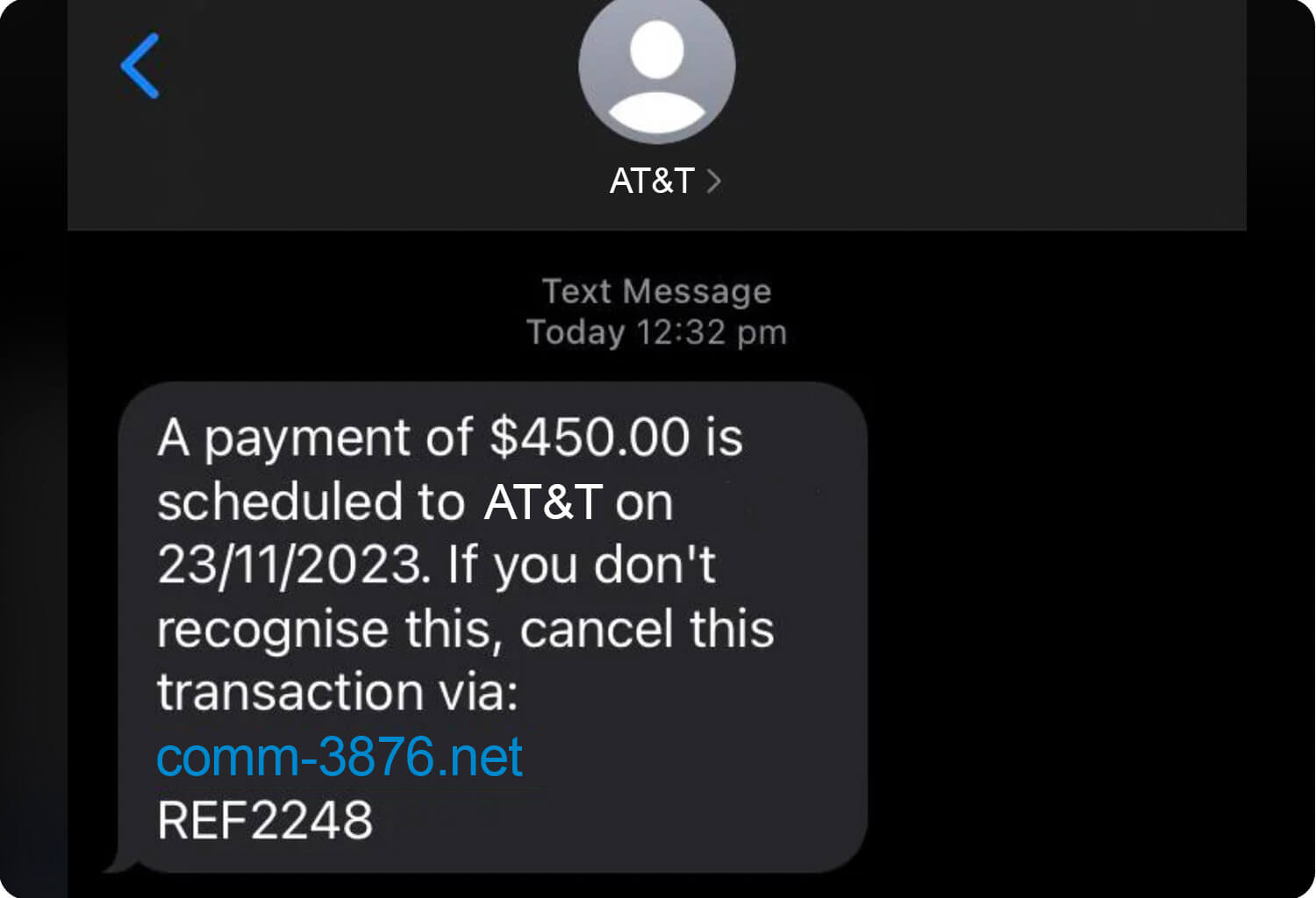 ATT payment text scam