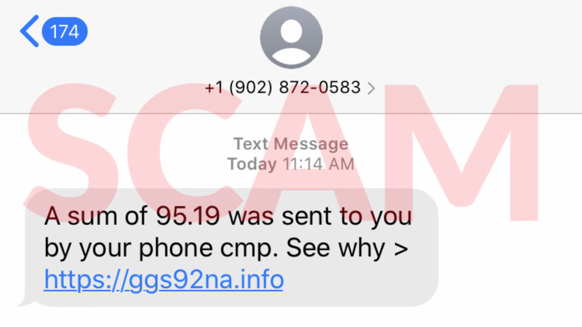 a sum of 95 was sent to you text message