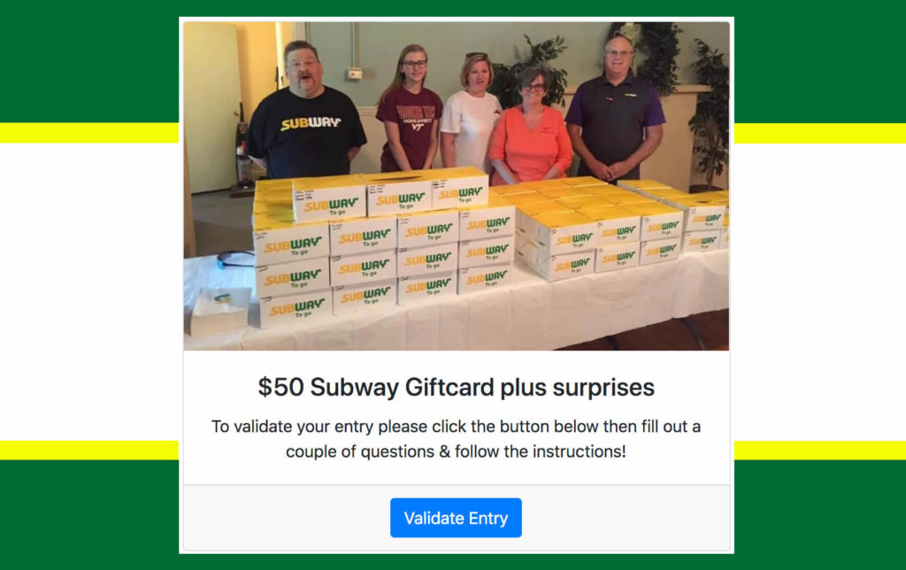 subway rewards facebook