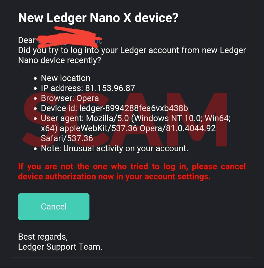 Ledger deactivated
