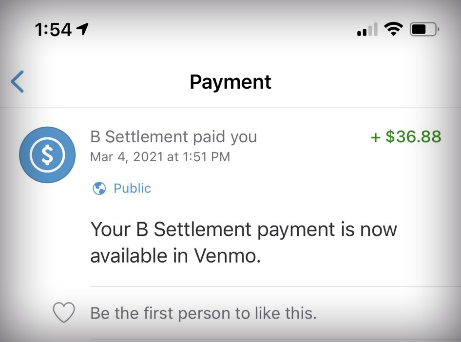 b settlement venmo