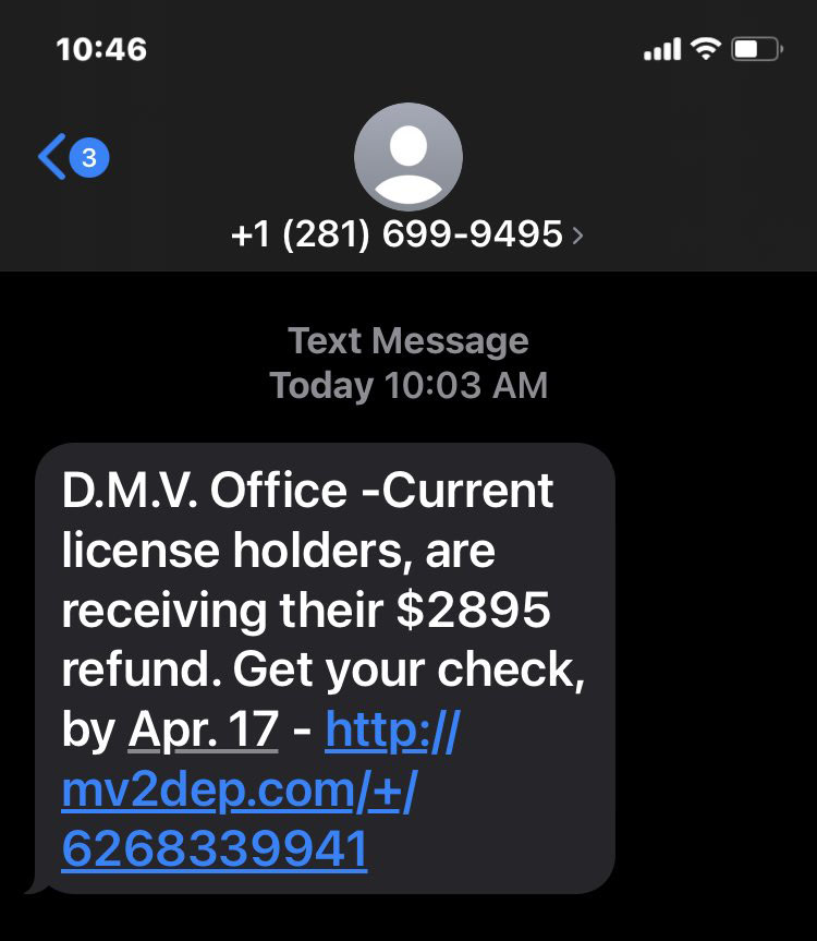 DMV refund check