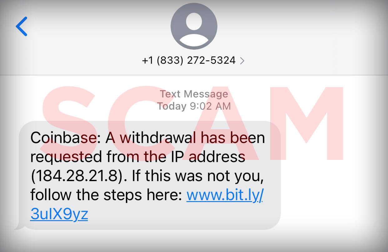 Coinbase text message