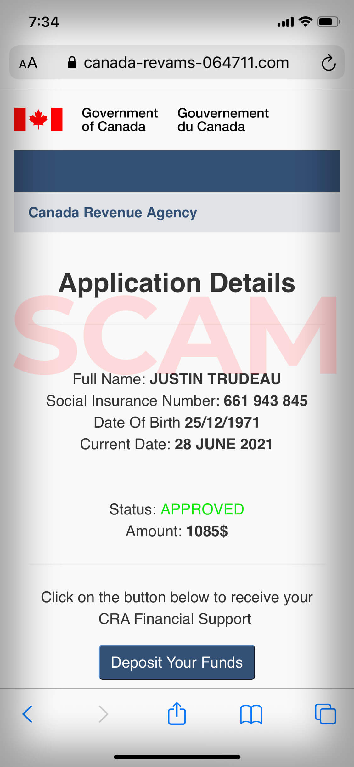 canada benefit scam