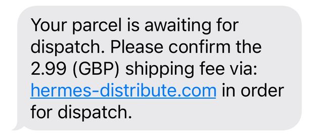 hermes dispatch fee text