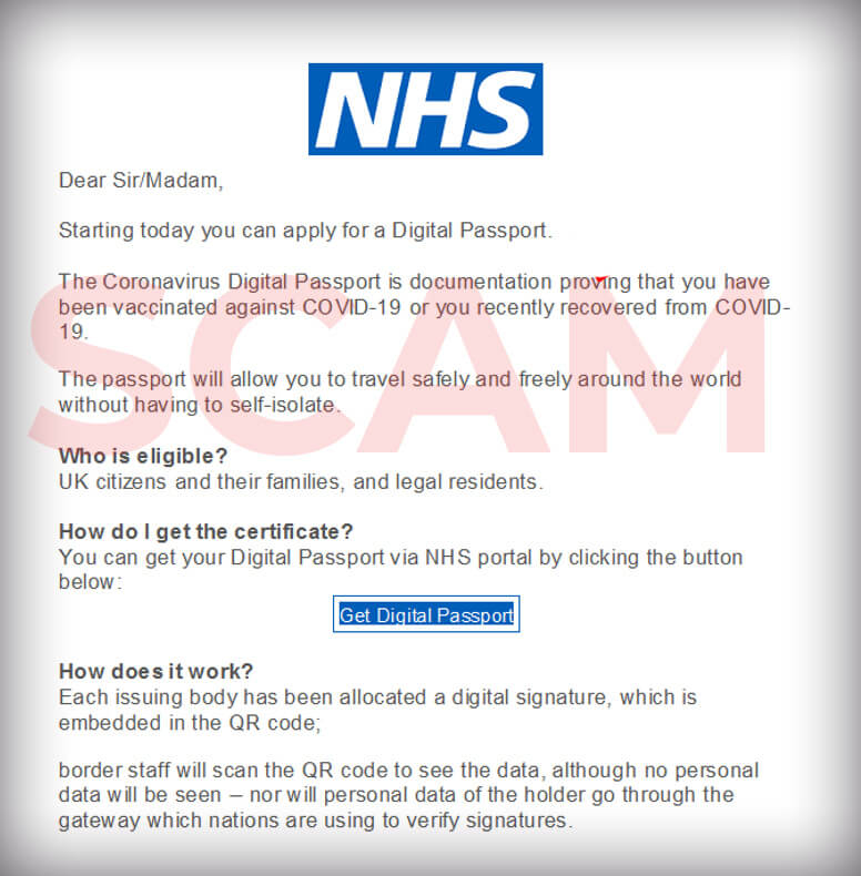 NHS Digital passport scam