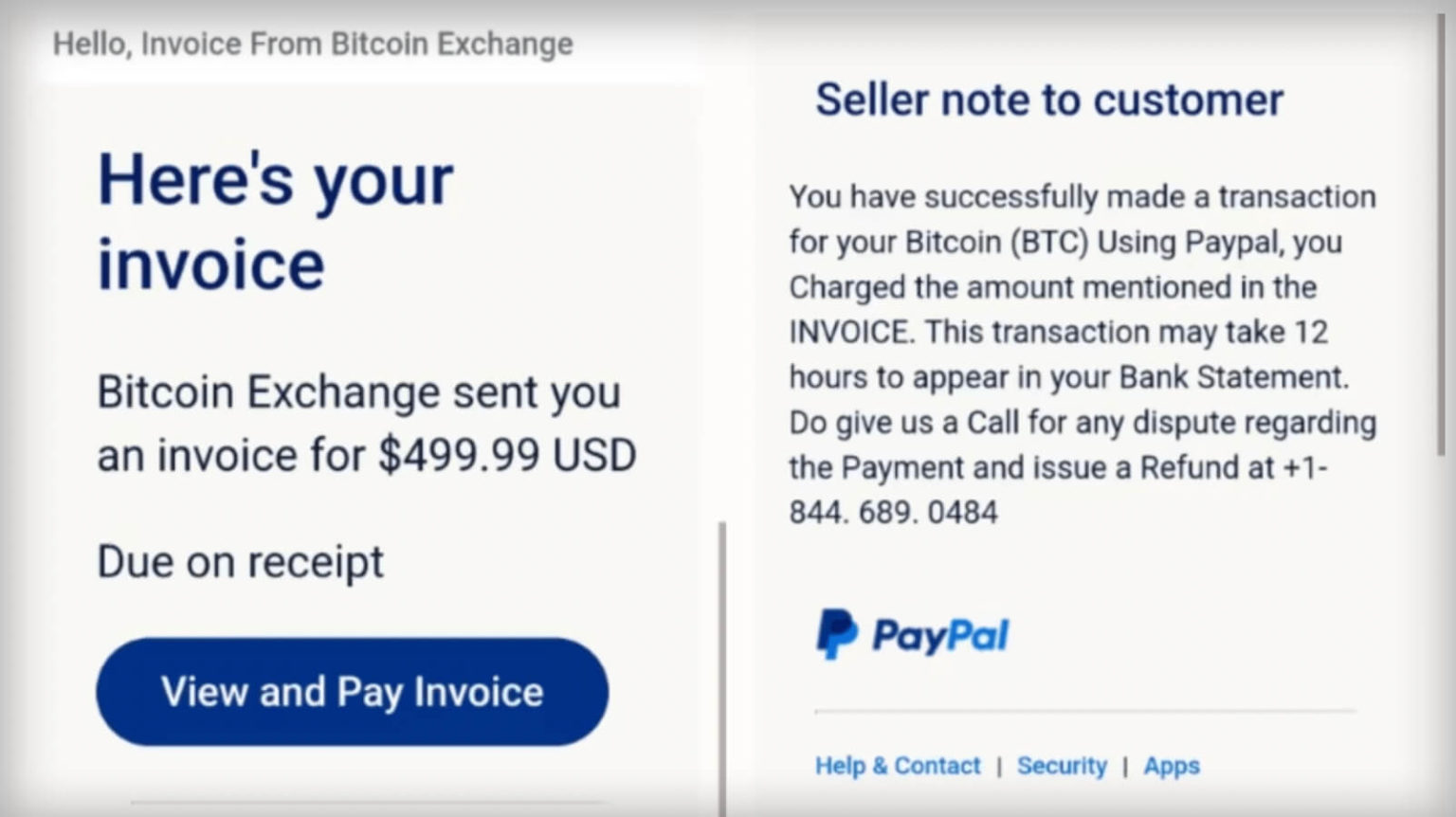bitcoin invoice email scam