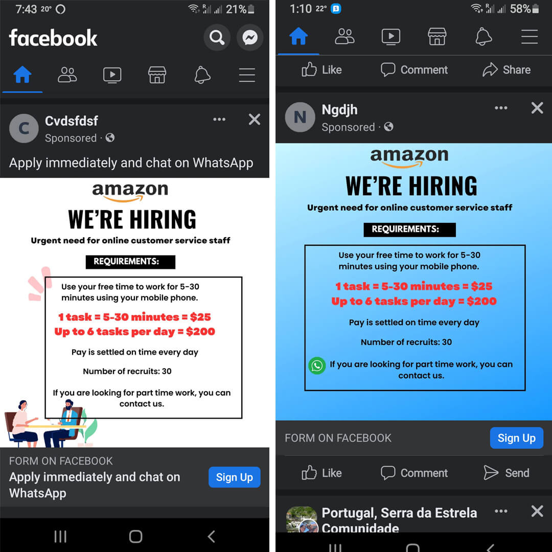 amazon jobs on facebook