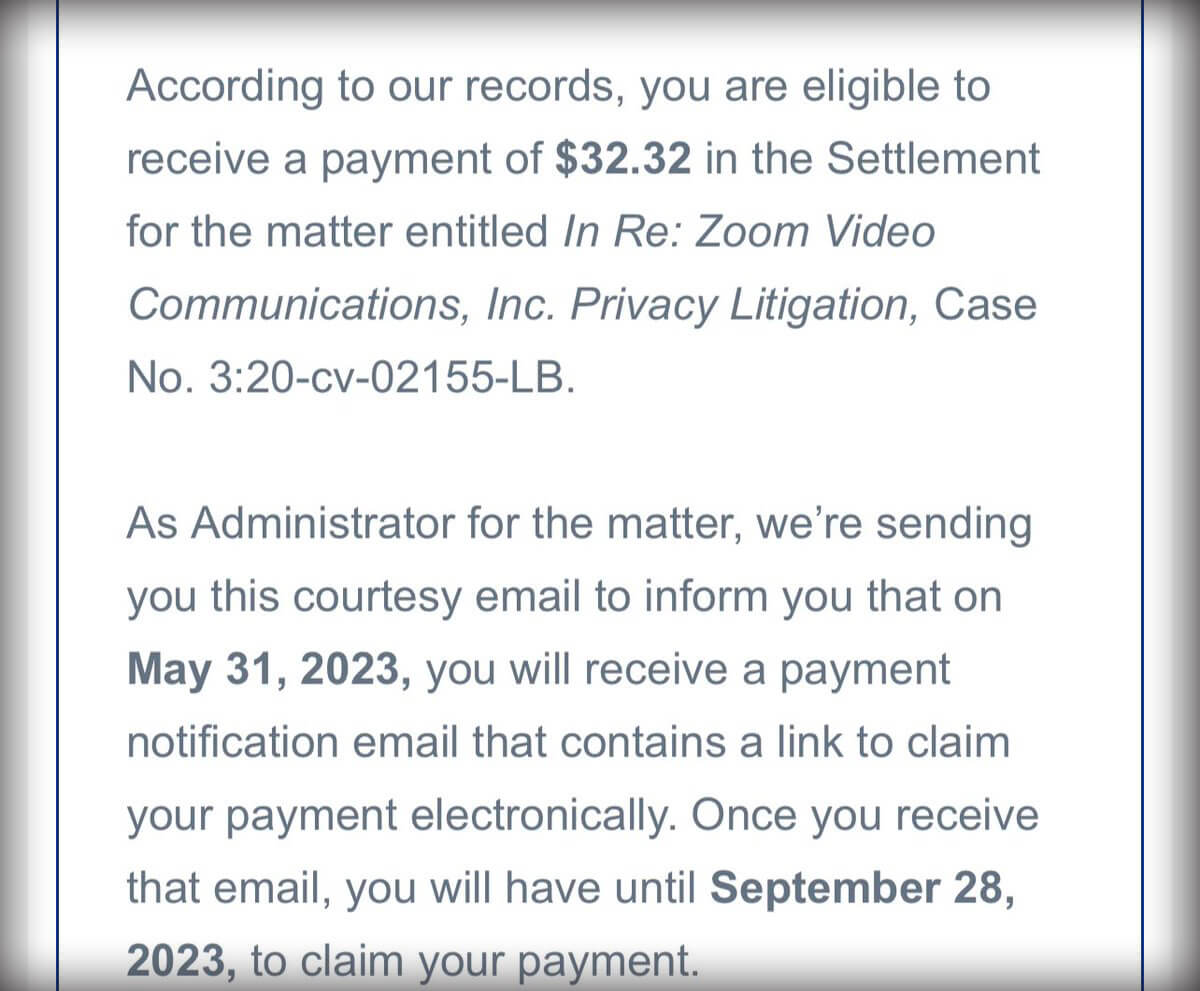 zoom video communications settlement