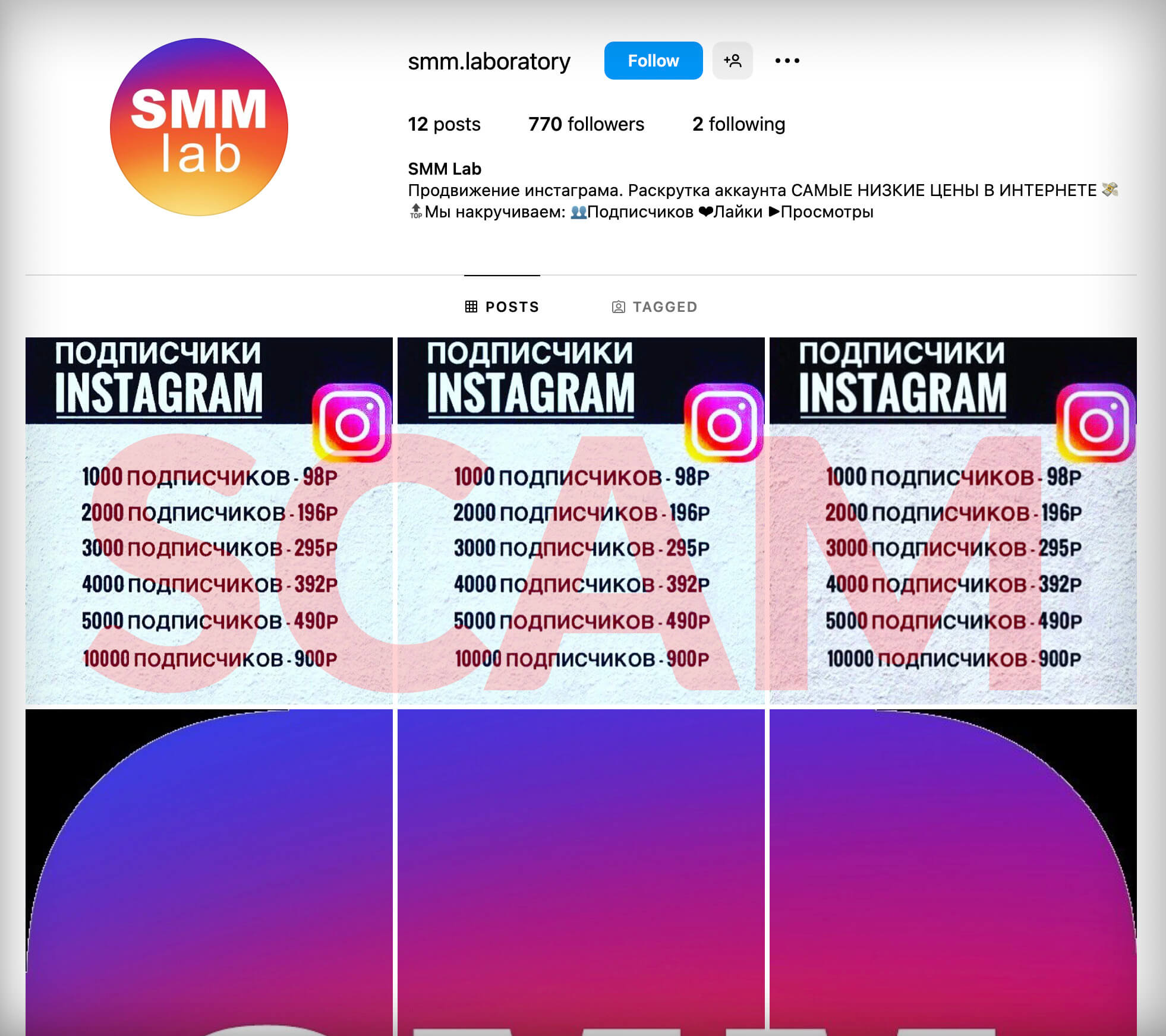instagram followers scam