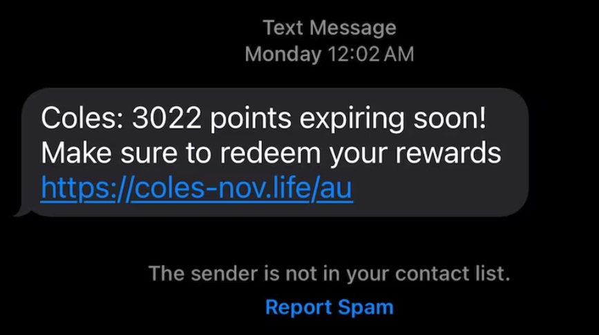 Coles AU loyalty points scam