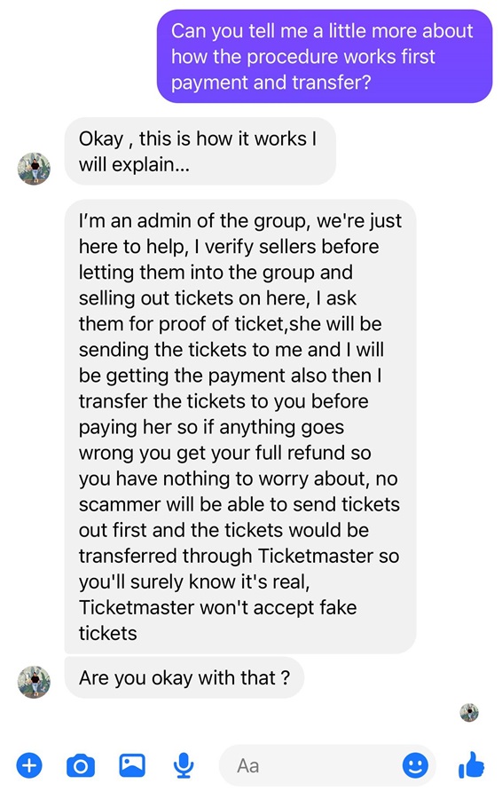 Facebook ticket scams