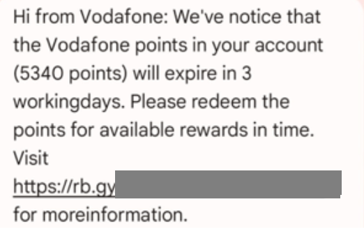 Vodafone loyalty points scam