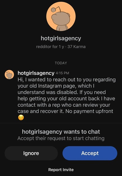 recover banned account sca