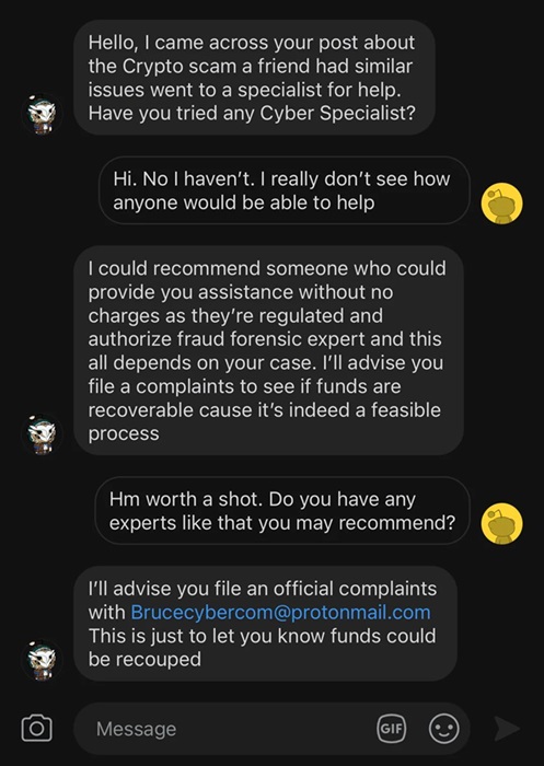 recovery scam attempt
